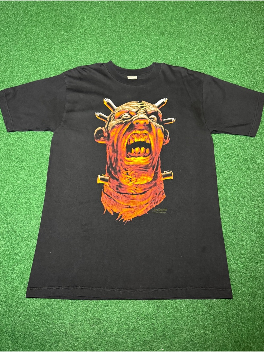 INSANE Vintage 90s Frankenstein Monster Horror Movie Promo T-shirt, Halloween L
